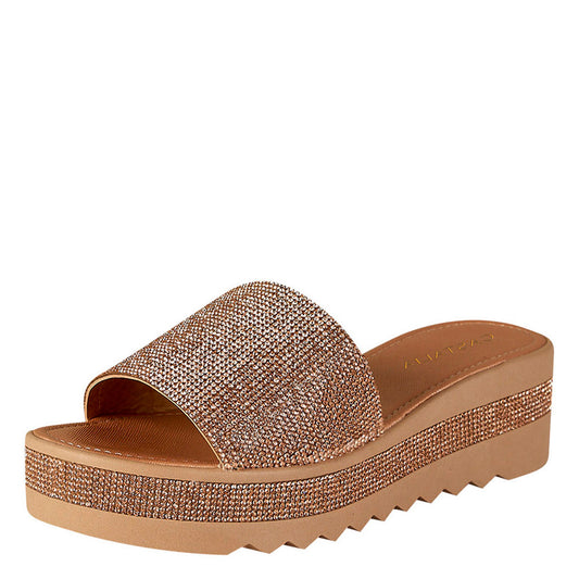 Sandalia Para Mujer CASTALIA 525-21 Oro Rosado  Suela Alta