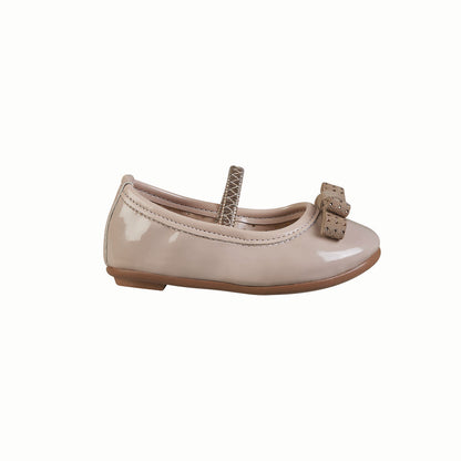 Balerina De Charol Para Bebé Niña Castalia 532-51 Beige Con Moño