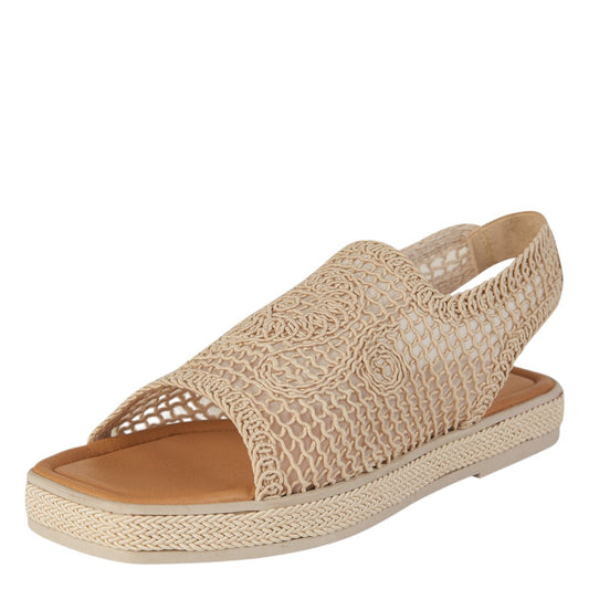 Huarache Para Mujer Castalia 561-110 Beige Efecto Tejido