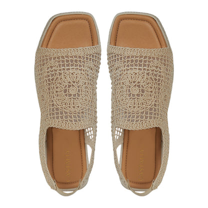 Huarache Para Mujer Castalia 561-110 Beige Efecto Tejido