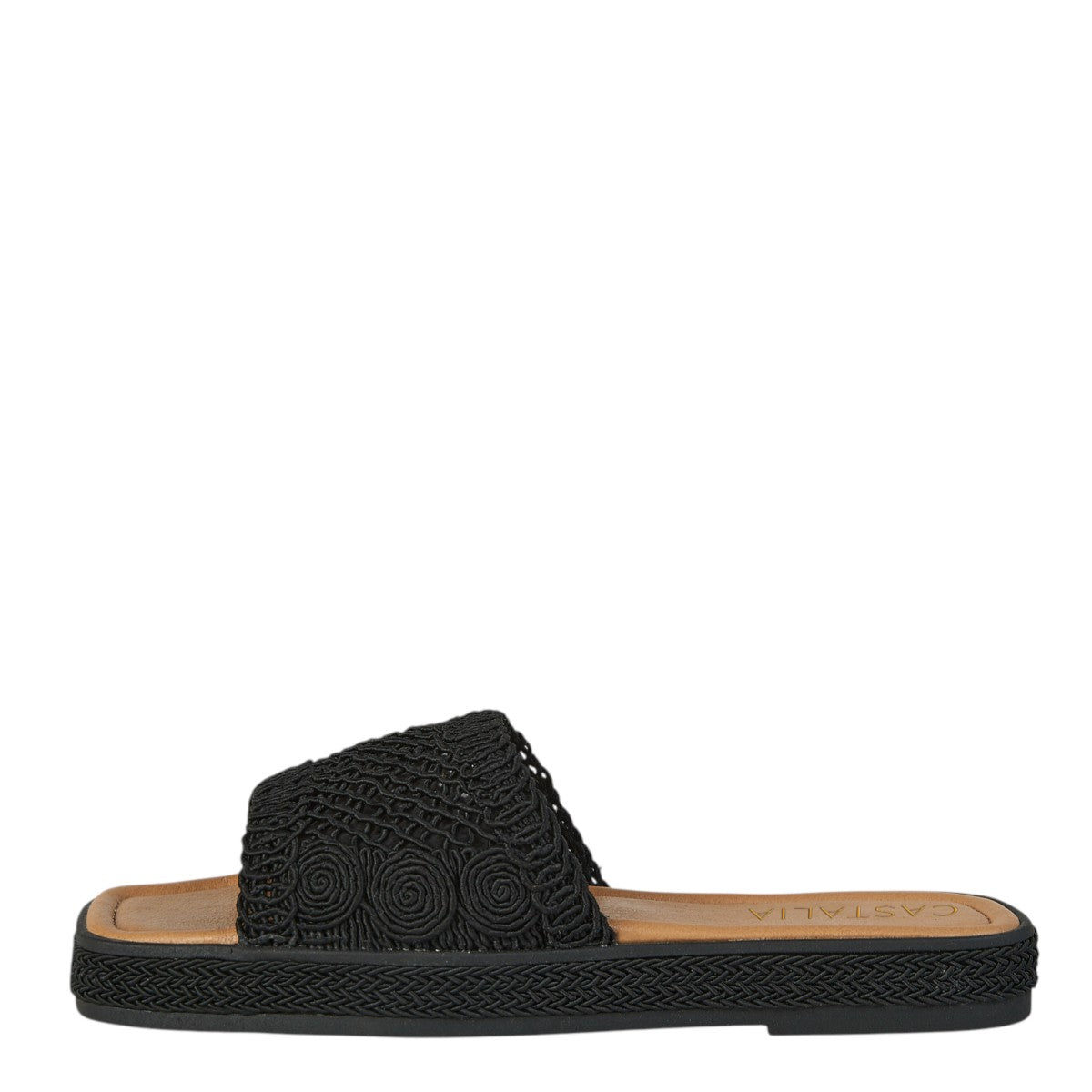 Sandalia Para Mujer Castalia 561-112 Negro Efecto Tejido