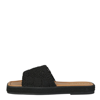 Sandalia Para Mujer Castalia 561-112 Negro Efecto Tejido