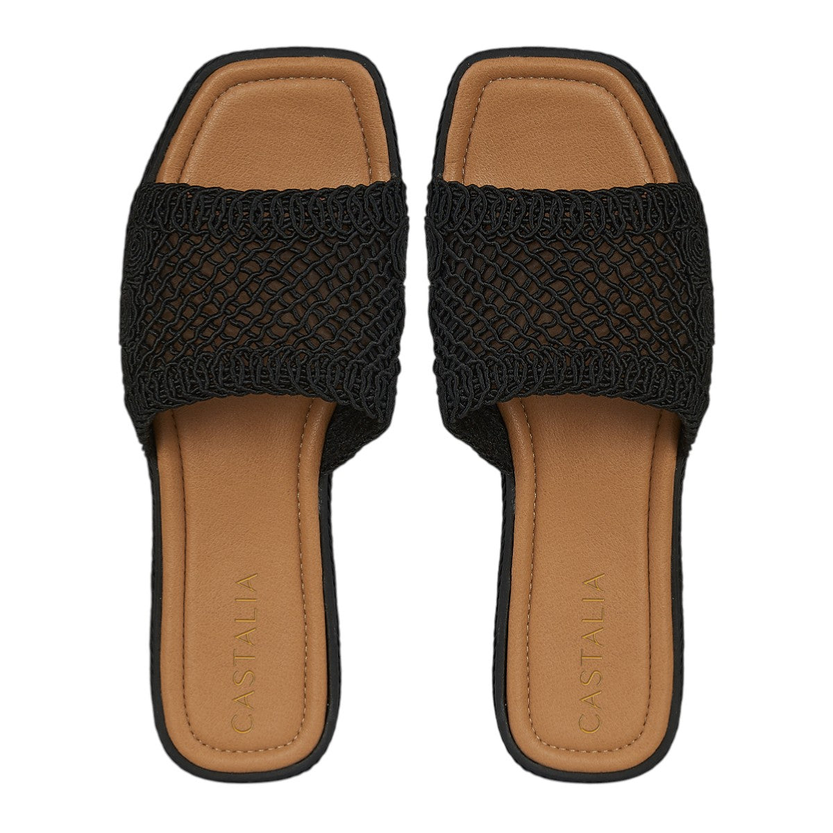 Sandalia Para Mujer Castalia 561-112 Negro Efecto Tejido