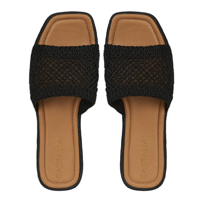 Sandalia Para Mujer Castalia 561-112 Negro Efecto Tejido