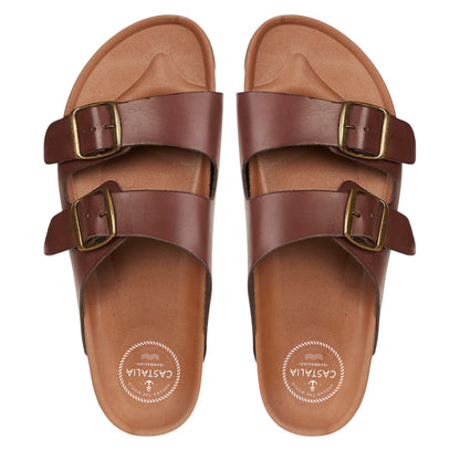 Huarache Para Hombre Castalia 561-117 Café Doble Ajuste