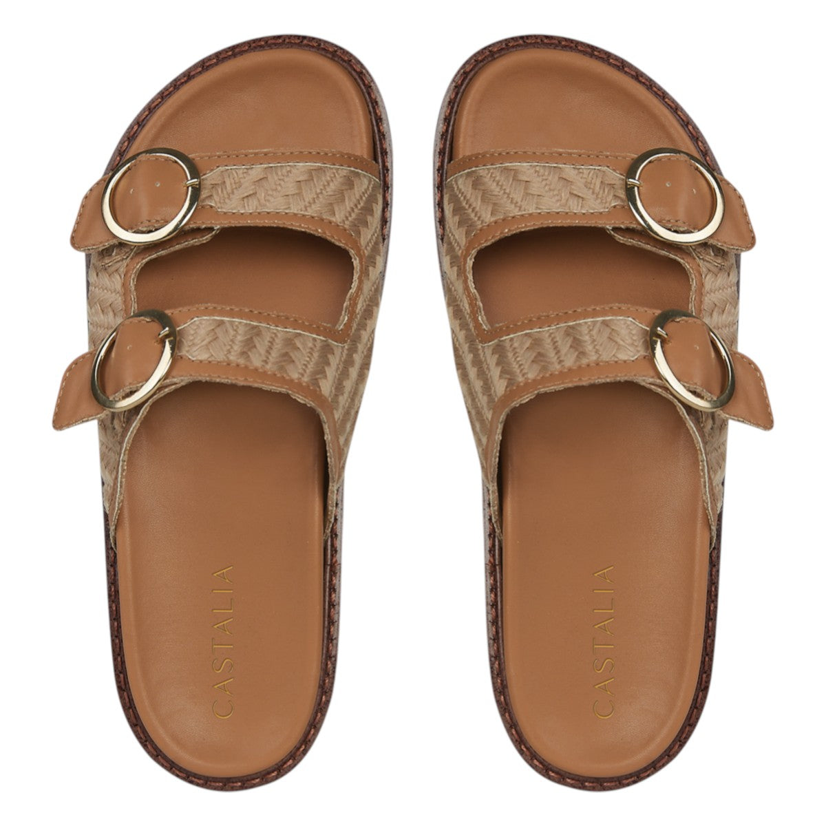 Sandalia Para Mujer Castalia 561-14 Camel Plantilla Comoda