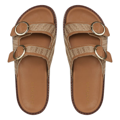 Sandalia Para Mujer Castalia 561-14 Camel Plantilla Comoda