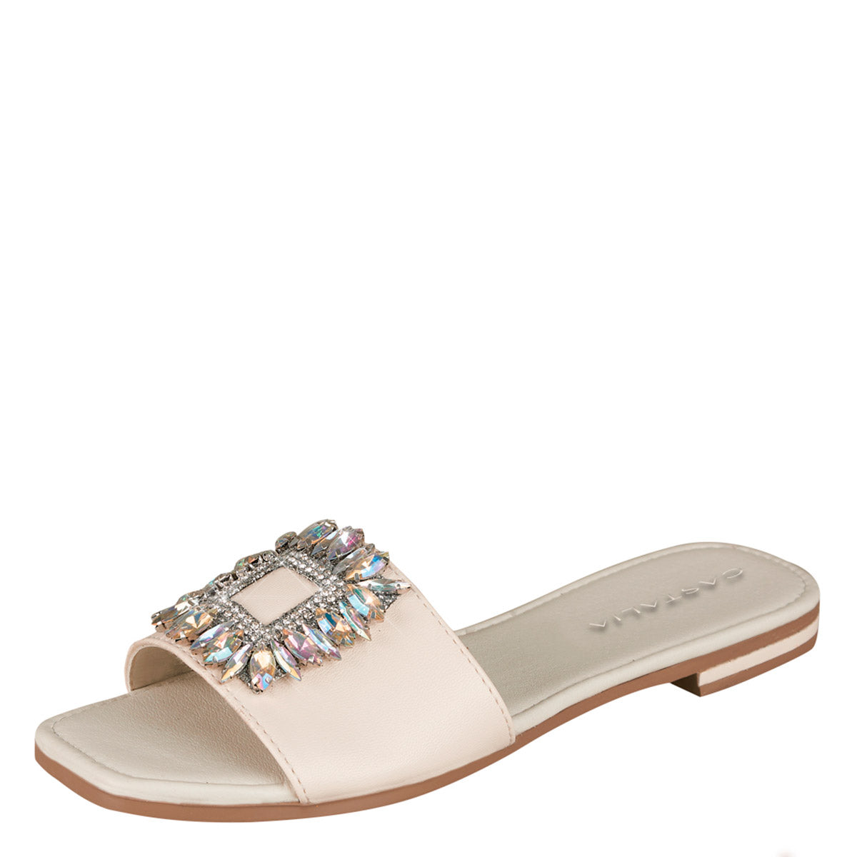 Huarache Para Mujer CASTALIA 561-71 Blanco Aplicación con cristales