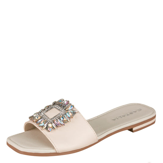 Huarache Para Mujer CASTALIA 561-71 Blanco Aplicación con cristales