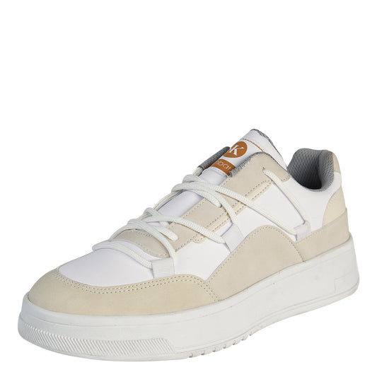 Tenis Urbano Para Mujer Castalia 564-58 Blanco Con Latte Con Acabados En Gamuza