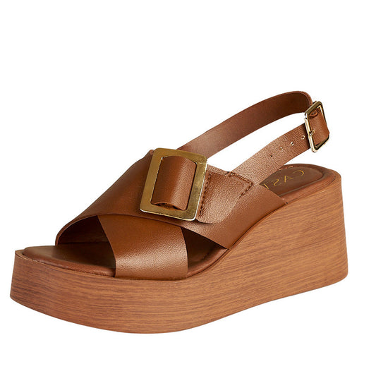 Plataforma Mujer CASTALIA 614-85 Madera Detalle de Hebilla
