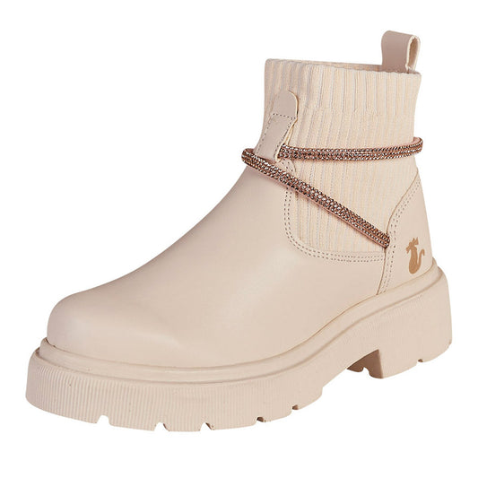 Botín Para Mujer CASTALIA 671-14 Latte Detalle  de Pedrería