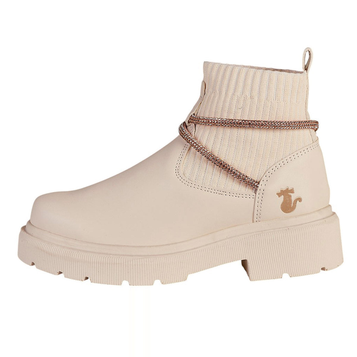Botín Para Mujer CASTALIA 671-14 Latte Detalle  de Pedrería