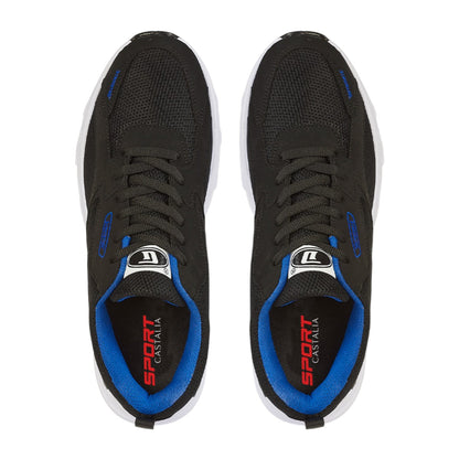 Tenis Deportivo Para Hombre Castalia 701-006 Negro Con Azul Suela Doble Soporte