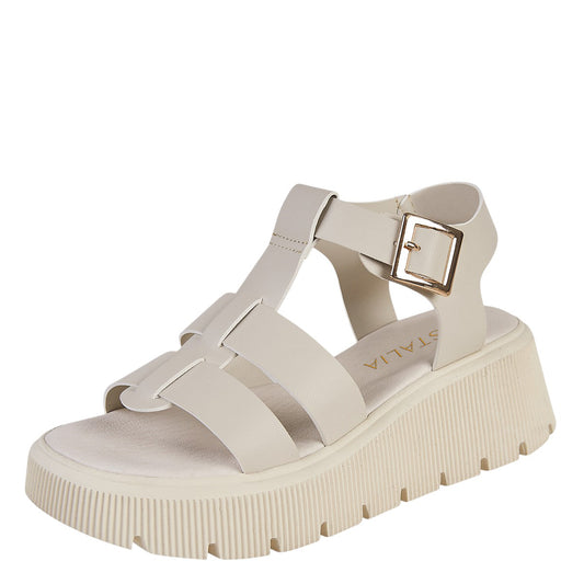 Plataforma Para Mujer Castalia 710-02 Latte Tipo Gladiador