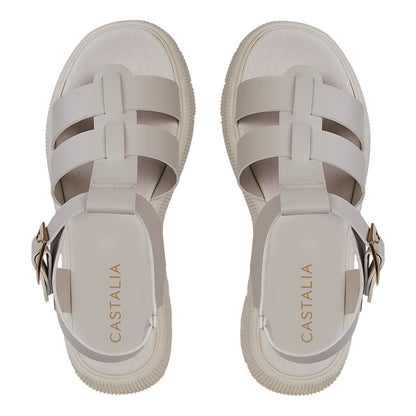 Plataforma Para Mujer Castalia 710-02 Latte Tipo Gladiador