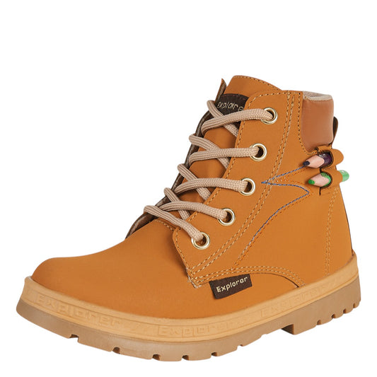 Botas Para Niño Castalia 786-001 Miel Con Detalle De Lápiz