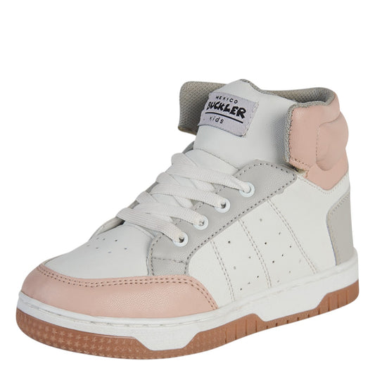 Tenis Tipo Bota Para Niña Castalia 789-005 Blanco Con Rosa