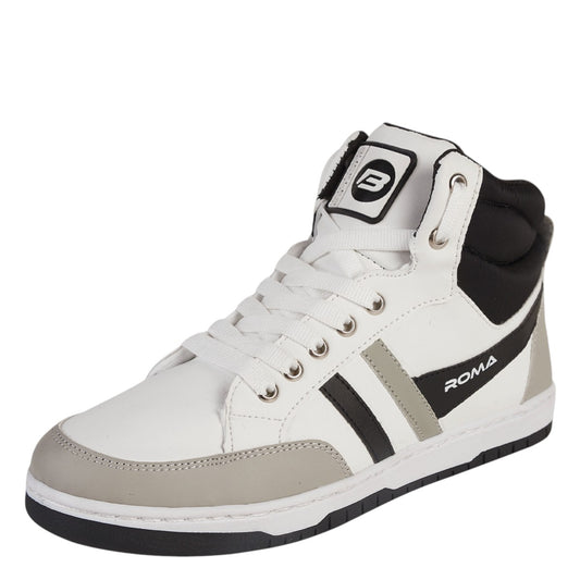 Tenis Urban Tipo Bota Para Hombre Castalia 789-006 Blanco Con Gris