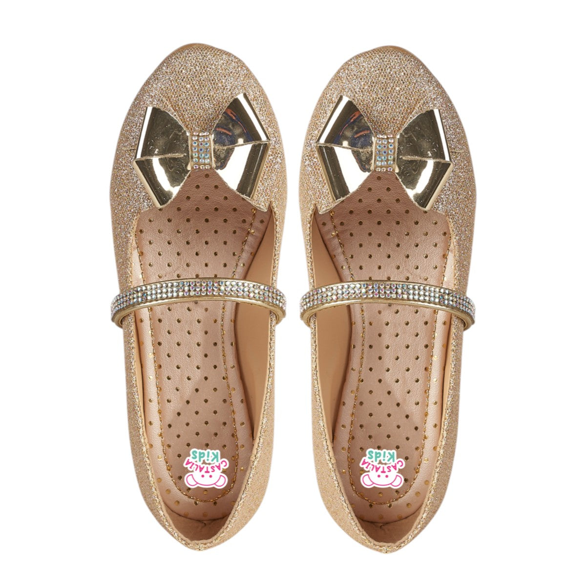 Balerina Para Niña Castalia 797-002 Dorado Brilloso Con Moño