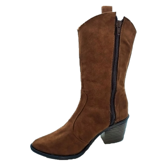 Bota Vaquera Gamuza Para Mujer Castalia 307-64 Café