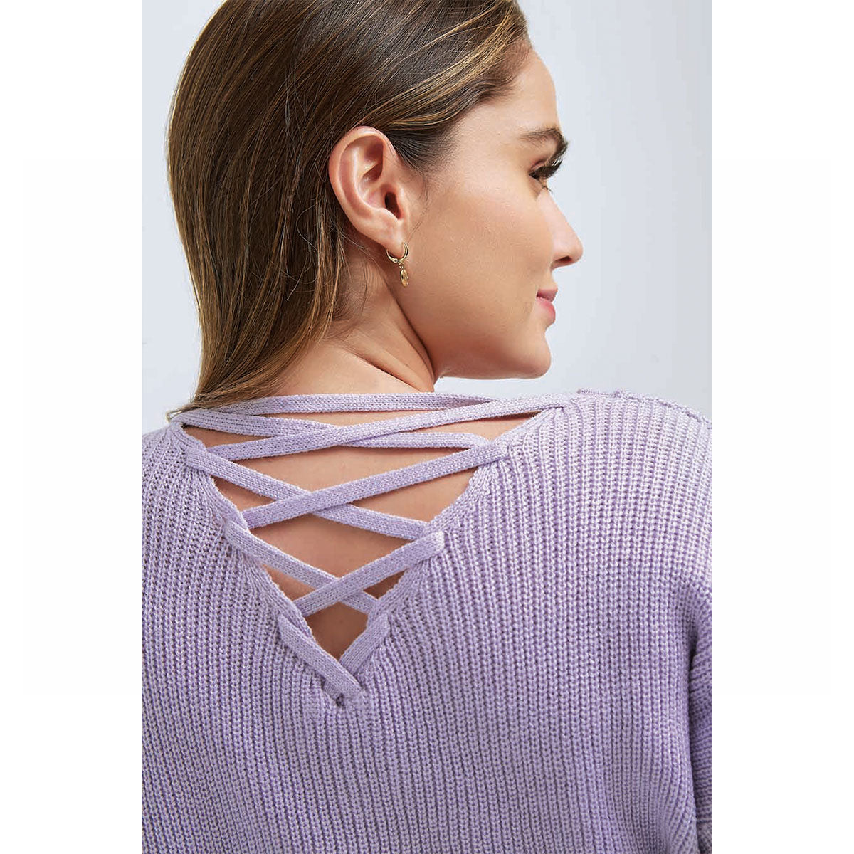 Suéter Para Mujer TREVO 1012-38 Lila con Detalle en La Espalda
