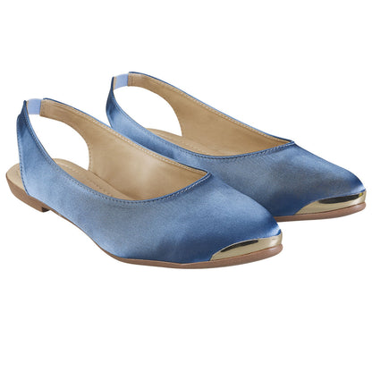 Balerina Para Mujer CASTALIA 124-89 Azul Puntera Dorada