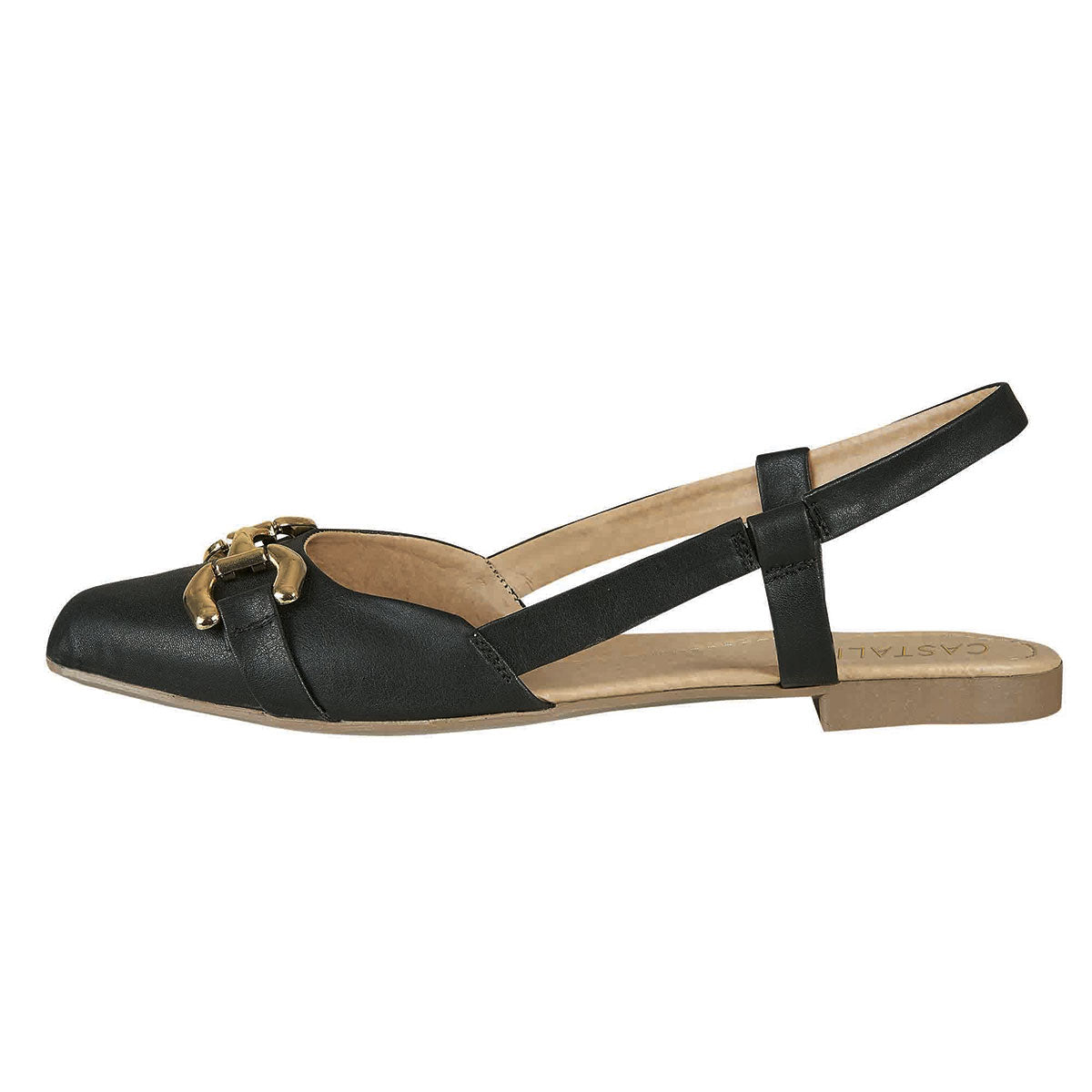 Balerina Para Mujer CASTALIA Negro con Detalle Dorado 157-22