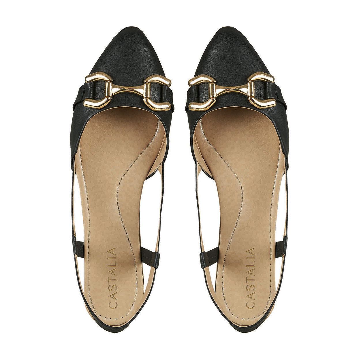 Balerina Para Mujer CASTALIA Negro con Detalle Dorado 157-22