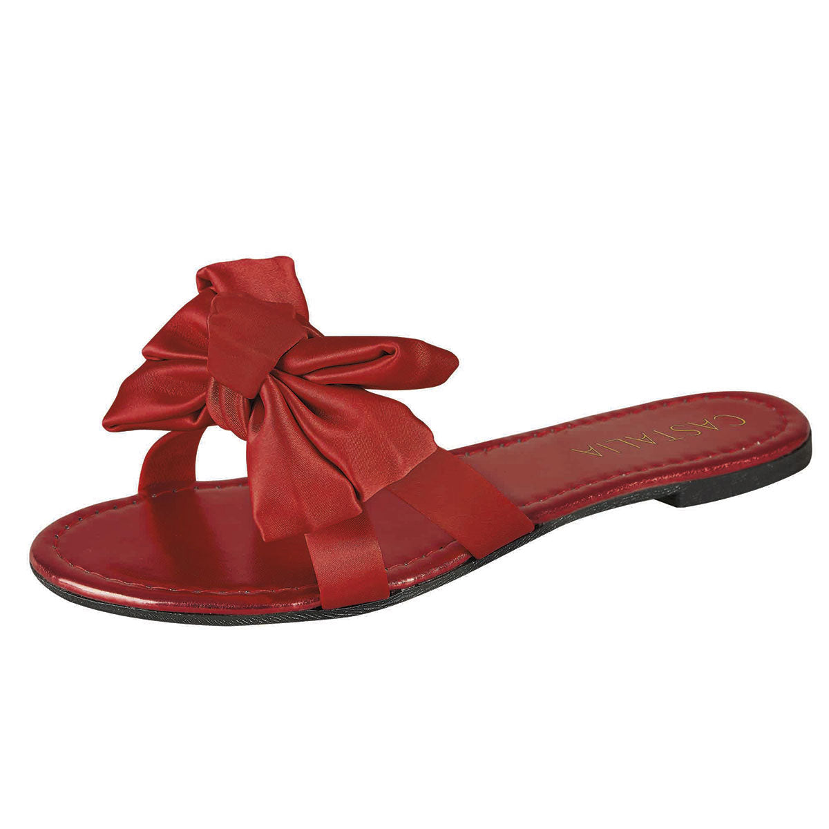 Sandalia Para Mujer CASTALIA Rojo Textil con Moño 319-04