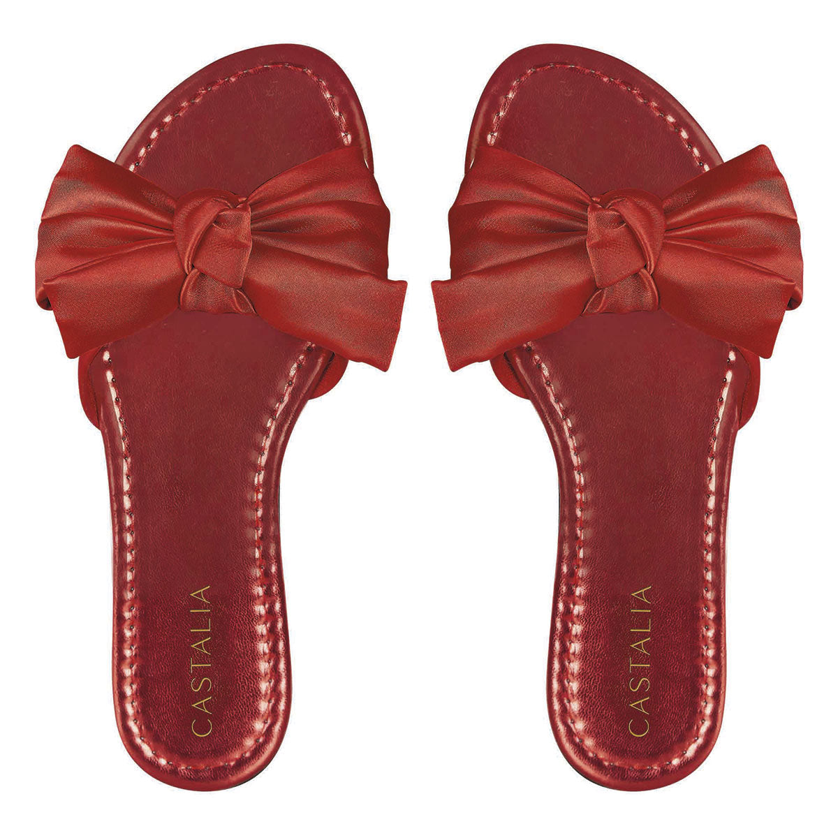 Sandalia Para Mujer CASTALIA Rojo Textil con Moño 319-04