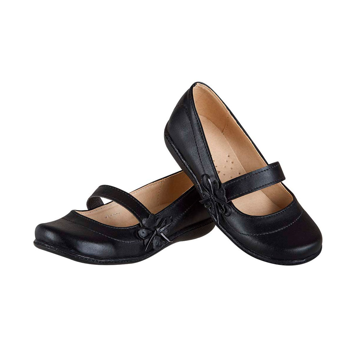 Zapato Escolar Para Niña CASTALIA 444-124 Negro con Detalle de Flor