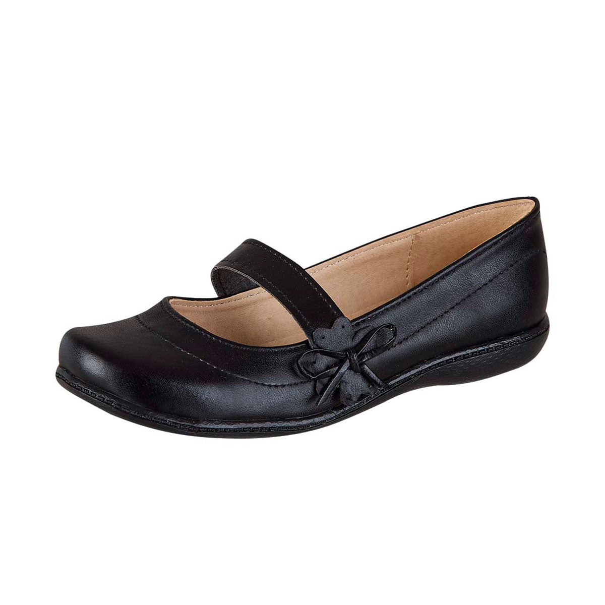 Zapato Escolar Para Niña CASTALIA 444-124 Negro con Detalle de Flor