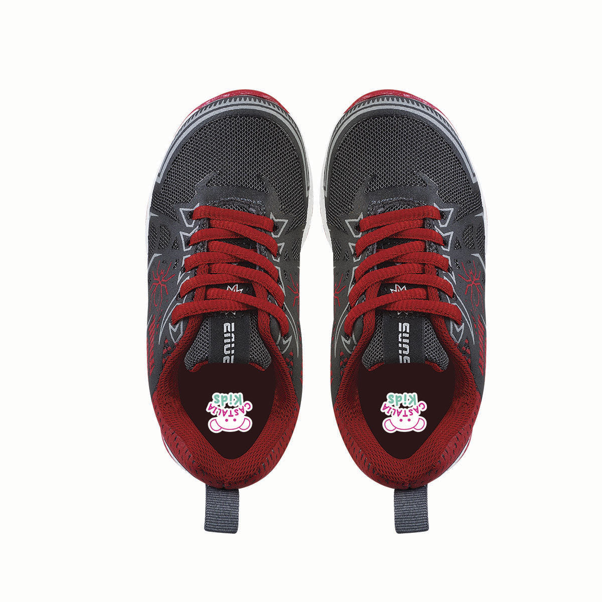 Tenis Deportivo Para Niño CASTALIA 582-02 Gris Diseño Araña