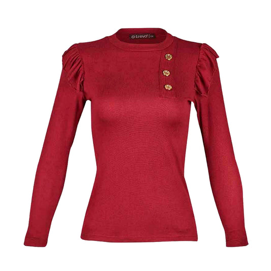 Blusa Para Mujer TREVO 960-53 Tinto con Botones Dorados