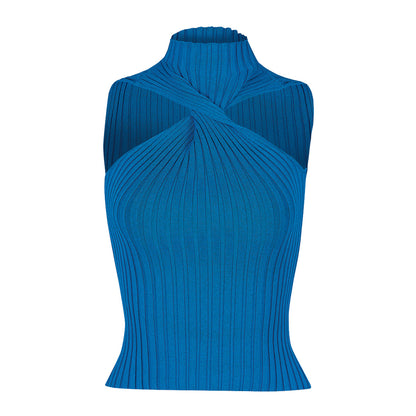 Blusa Para Mujer TREVO 905-72 Azul de Cuello Cruzado