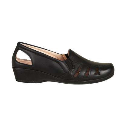 Zapato Confort Clasico Para Mujer CASTALIA 016-15 Negro Elástico Ajustable Lateral