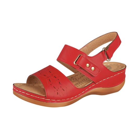 Huarache Confort Para Mujer CASTALIA 144-31 Rojo Plantilla Doble Confort