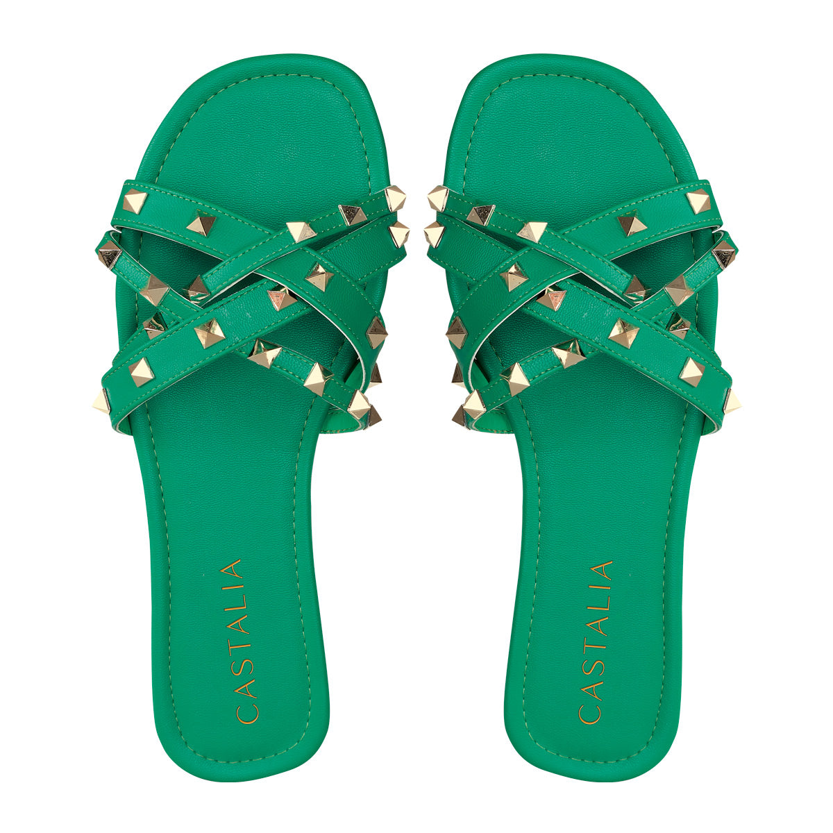 Huarache Para Mujer CASTALIA 296-17 Verde Detalle de estoperoles
